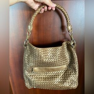 Vintage Ganson Woven Leather (?) Bronze Purse Bag